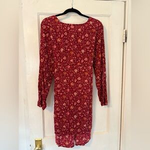April Cornell Burgundy Floral Long Sleeve Dress